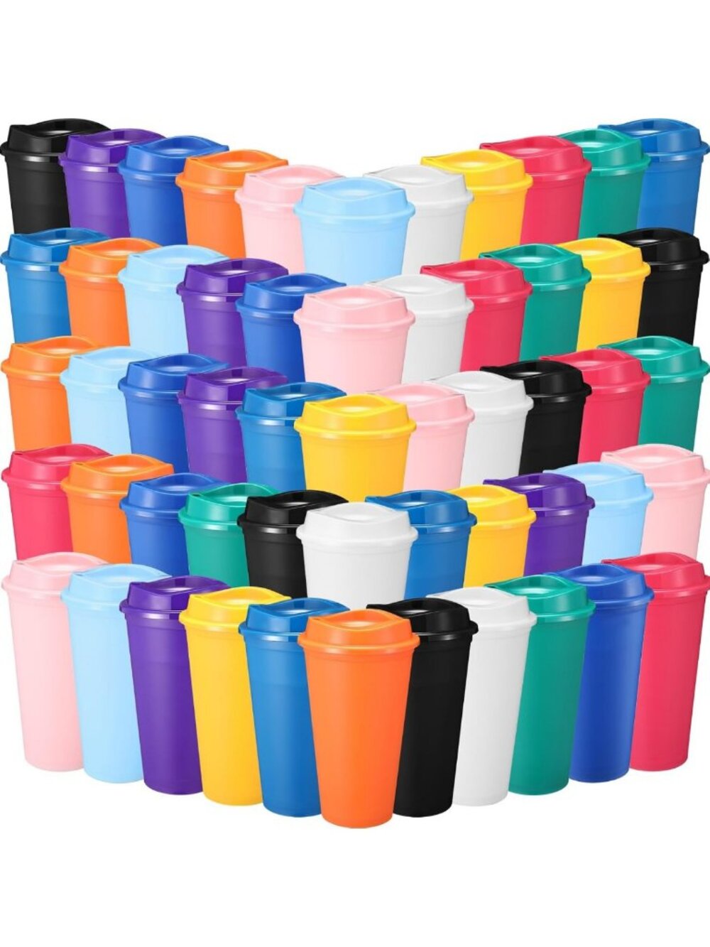 66 Pack Reusable Coffee Cups with Lids - Portable Travel Mugs for Hot & Cold